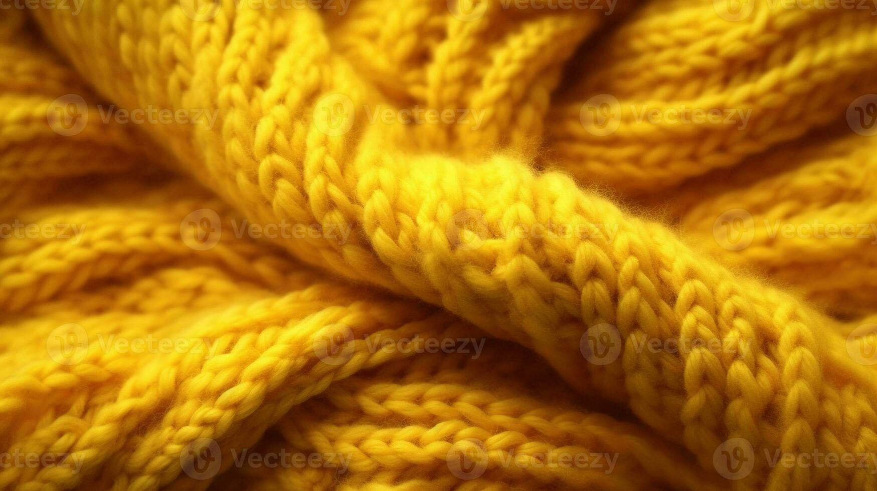 Generative AI, knitted yellow sweater texture closeup, yellow or light orange abstract background, mustard-colored backdrop photo