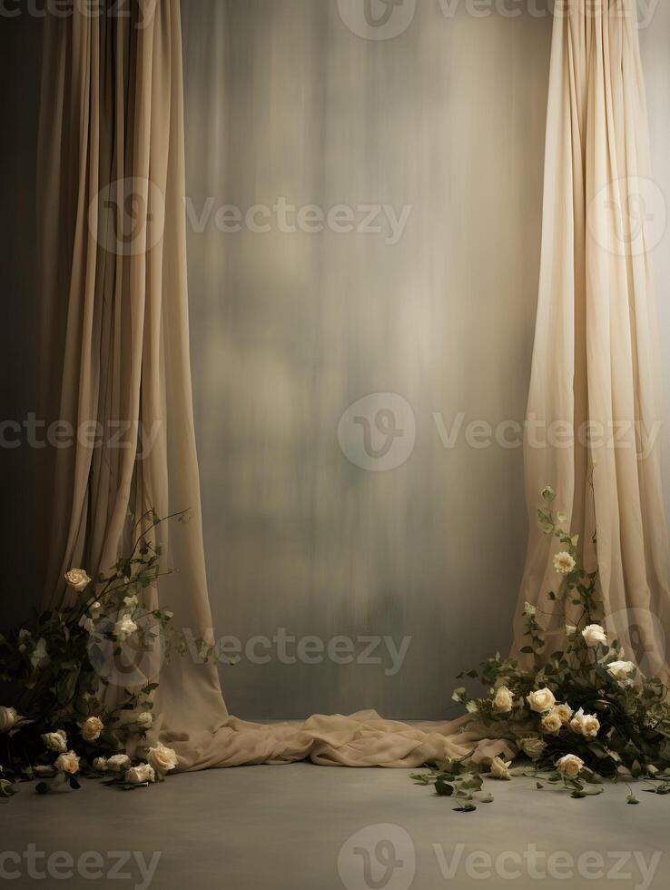 Wedding backdrop background illustration design, couple in love, marriage, bride, Generative AI photo