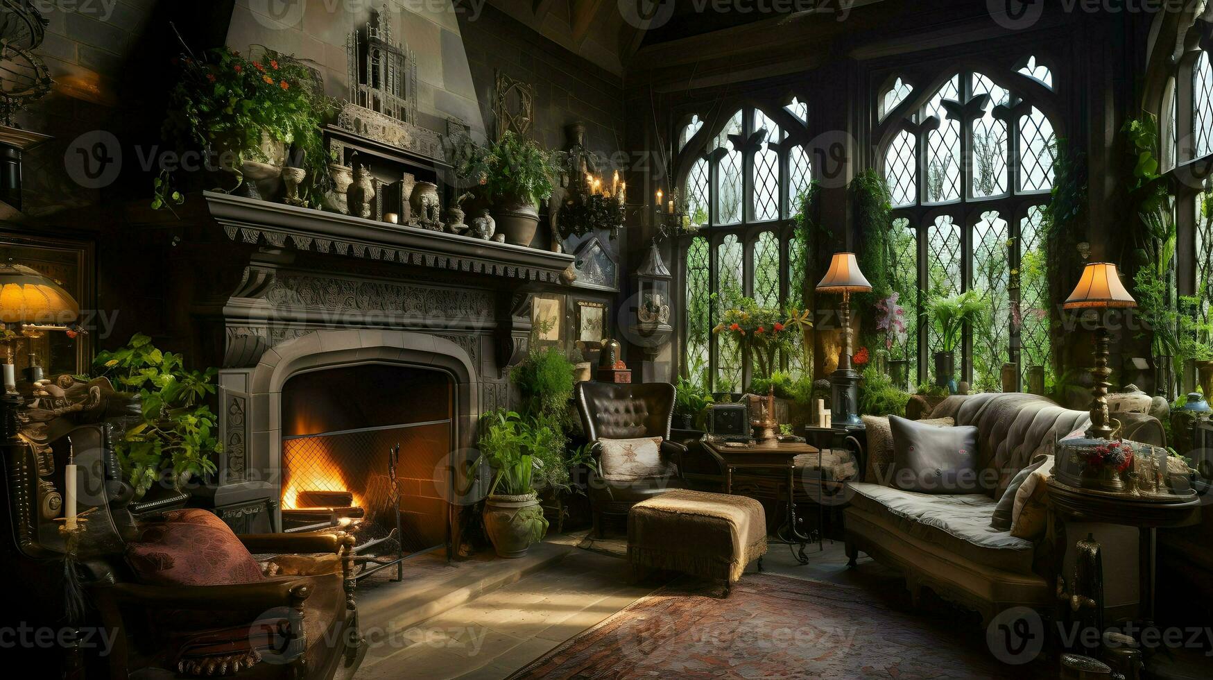 Beautiful Interior design, room background wallpaper, Generative AI photo