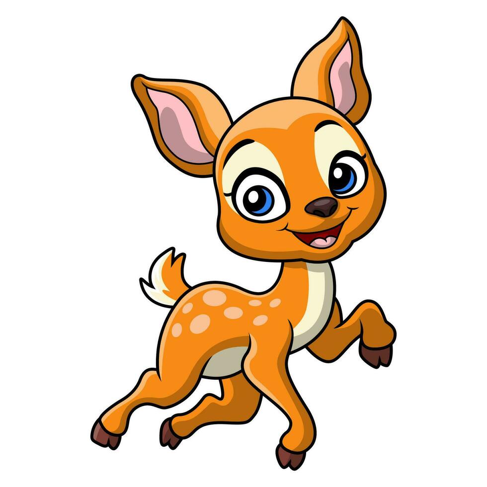 Cute little deer cartoon on white background vector