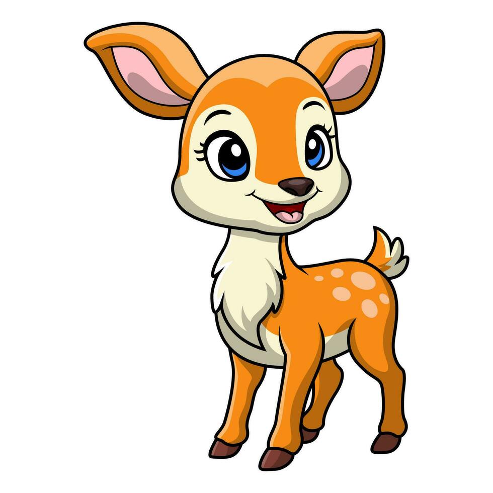 Cute little deer cartoon on white background vector