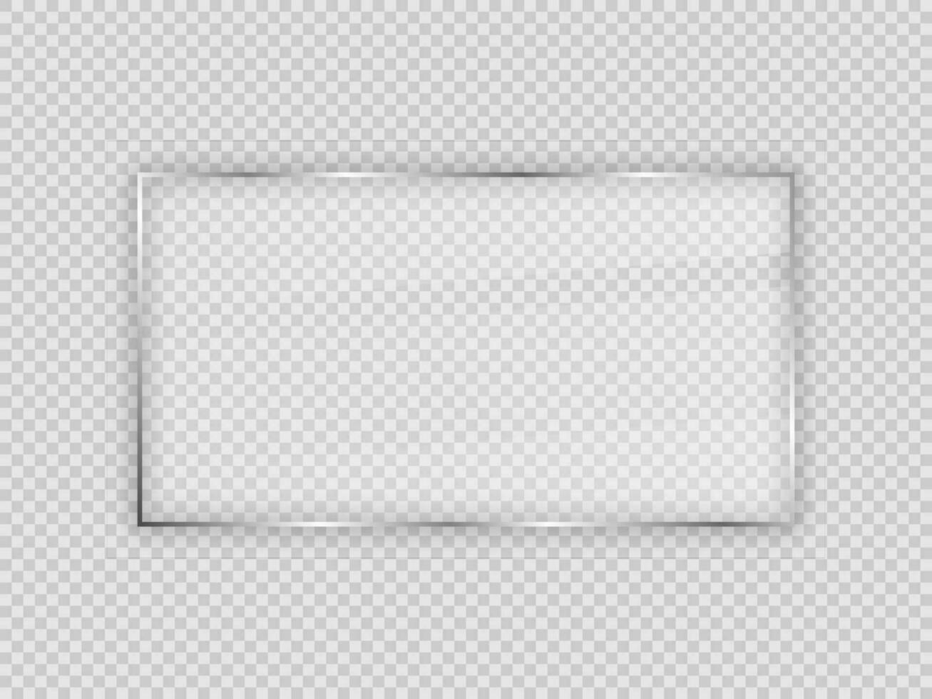 Glass plate in rectangular frame isolated on background. Vector illustration.
