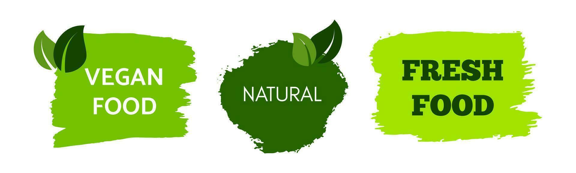 Green natural bio labels vector