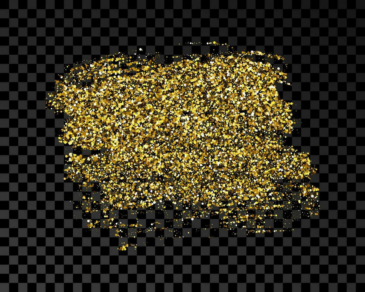 Hand drawn ink spot in gold glitter. Gold ink spot with sparkles isolated on dark background. Vector illustration