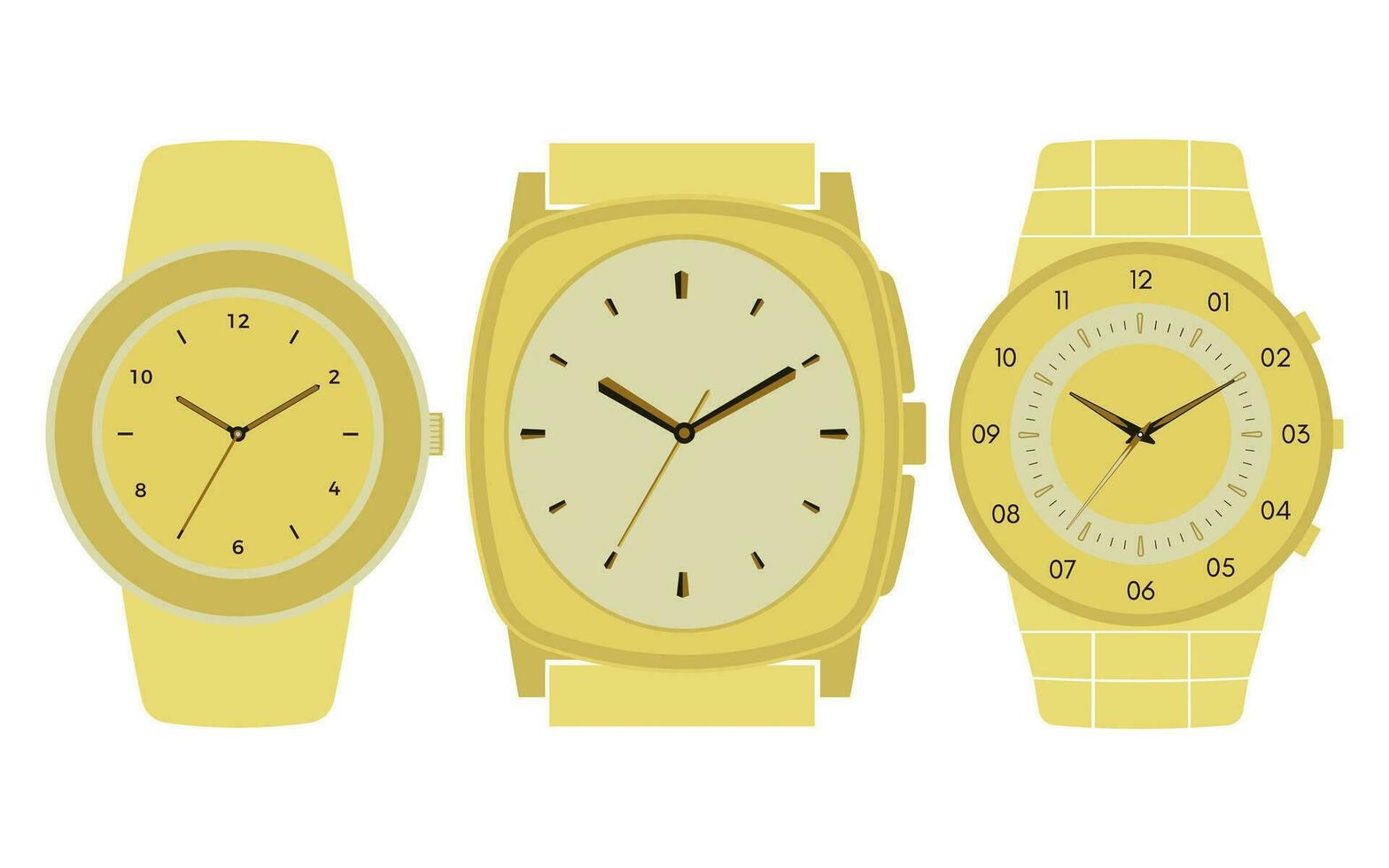 conjunto de Tres mecánico relojes. vector ilustración