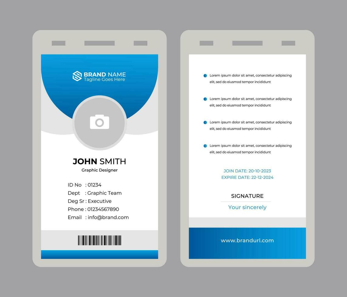 Professional Identity Card Design. ID Card Template. Office Id card. Employee Id card for your company vector
