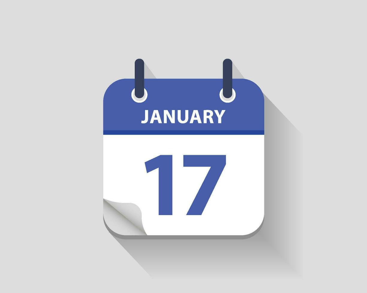 January 17. Vector flat daily calendar icon. Date and time, day, month. Year. Vector illustration