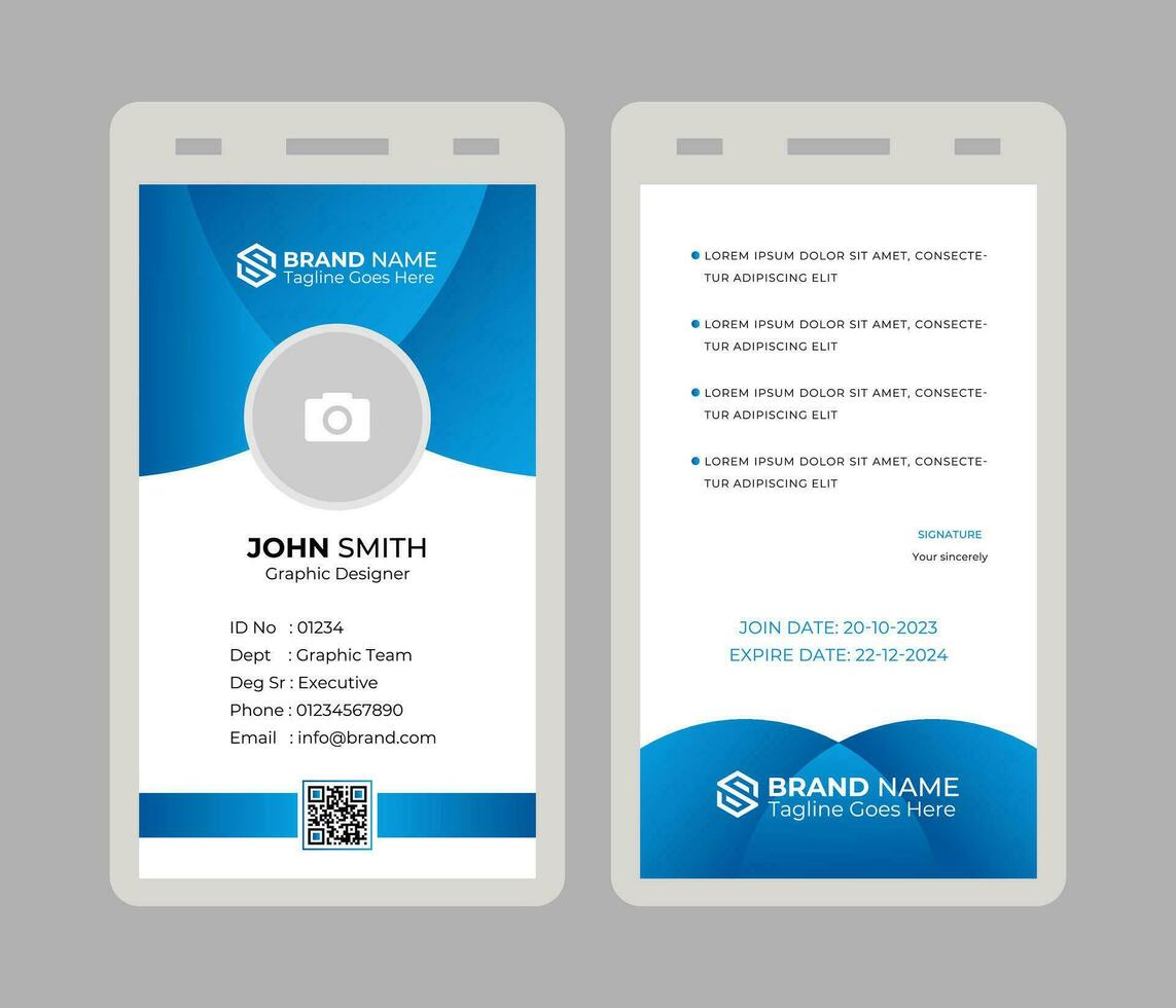 Professional Identity Card Design. ID Card Template. Office Id card. Employee Id card for your company vector