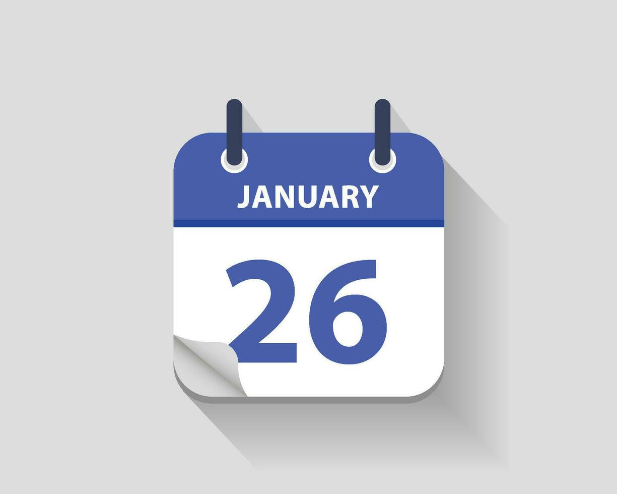 January 26. Vector flat daily calendar icon. Date and time, day, month. Year. Vector illustration