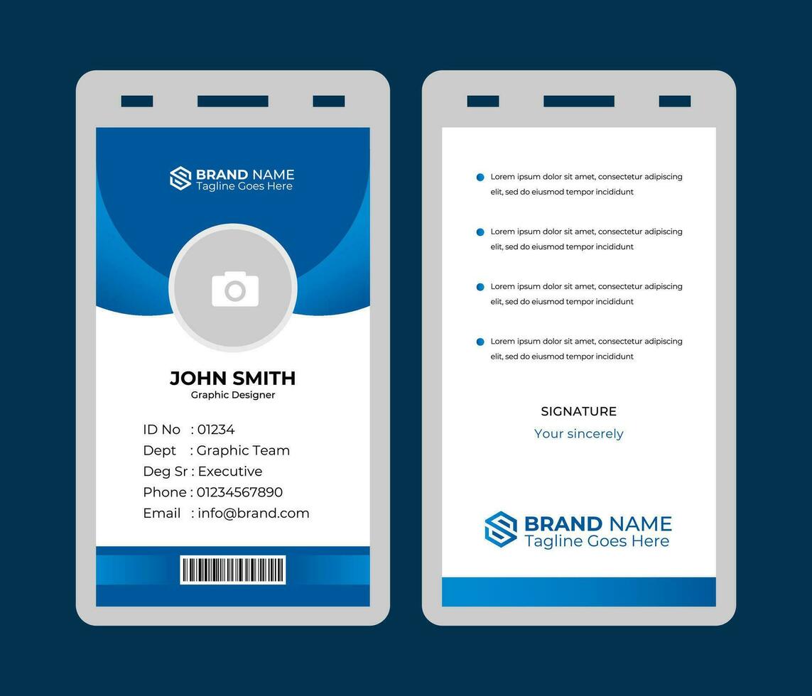 Professional Identity Card Design. ID Card Template. Office Id card. Employee Id card for your company vector