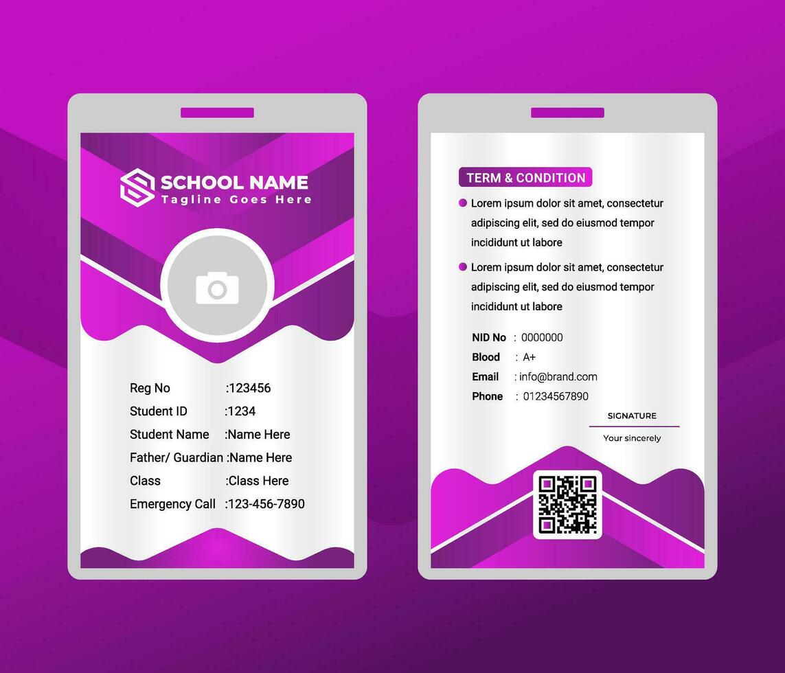 School and College Student Id Card Design. Office Id card. Vector illustration