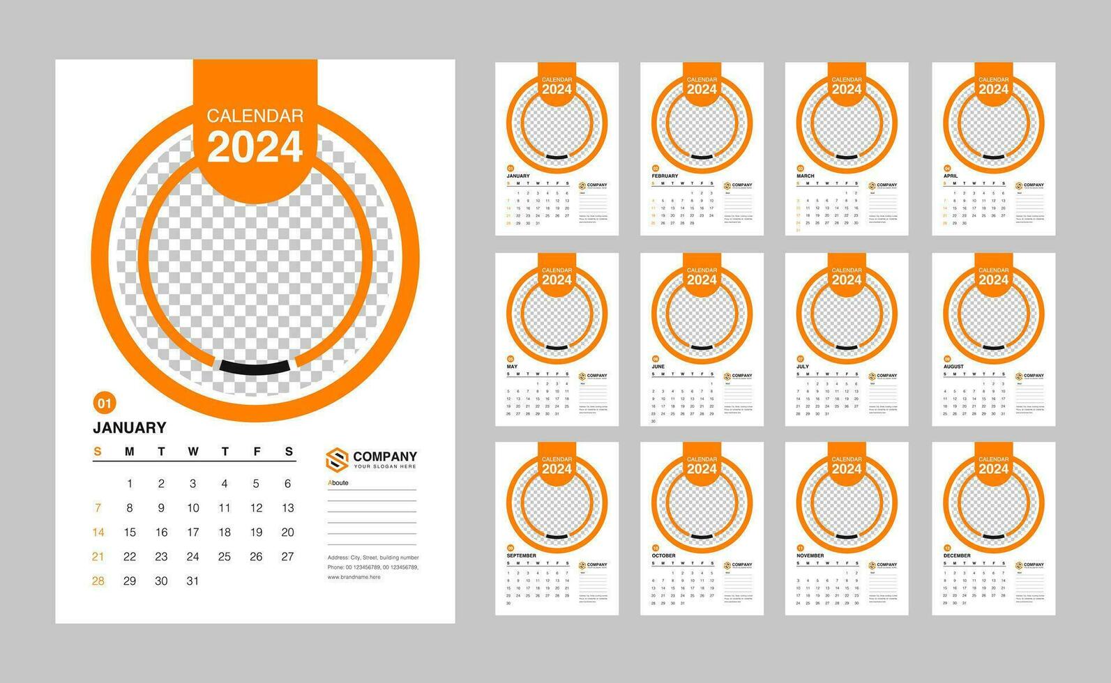 Wall Calendar 2024 Template. Modern design 2024 calendar template vector