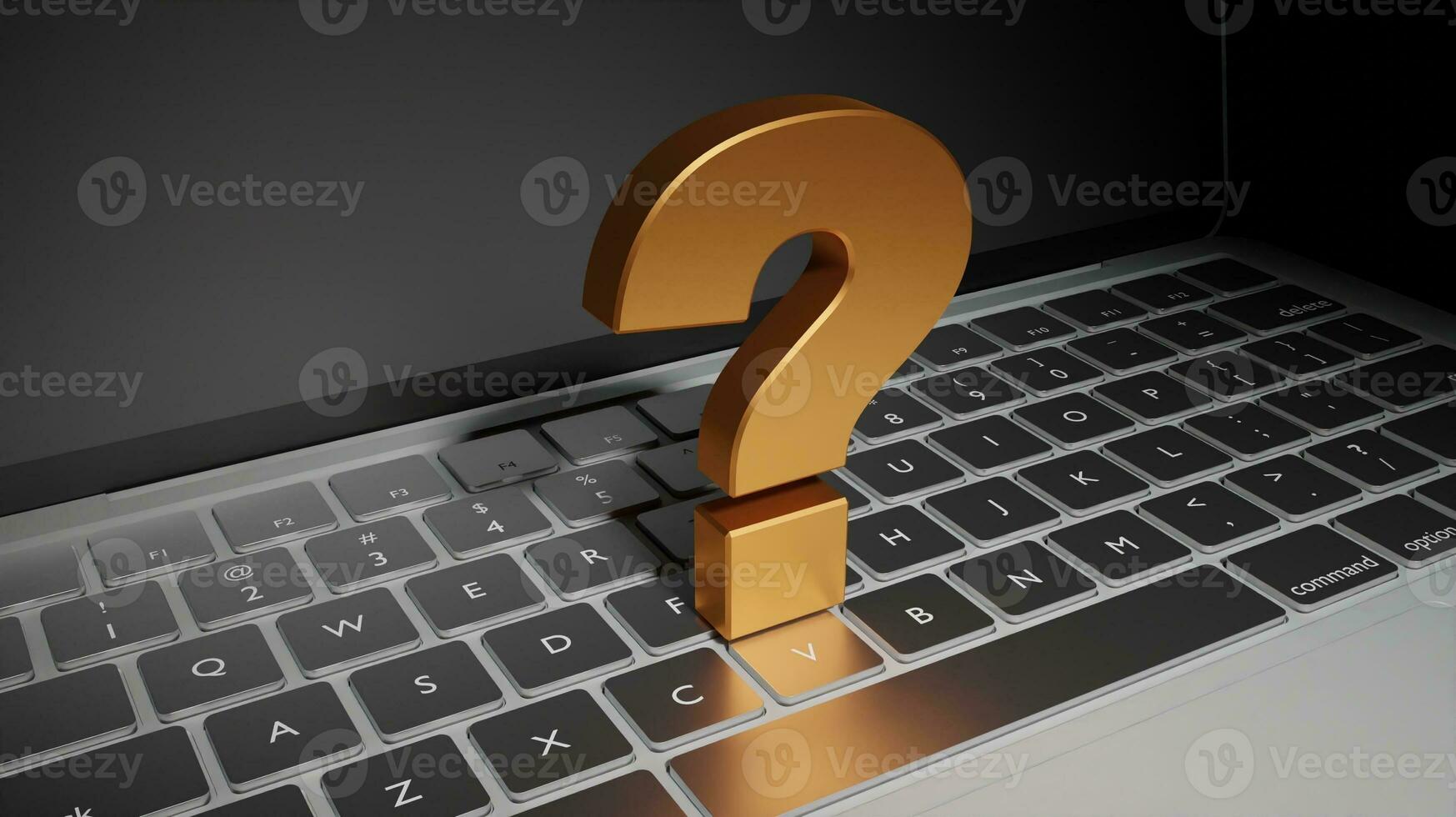 Gold colors question on keyboard business concept wallpaper background photo