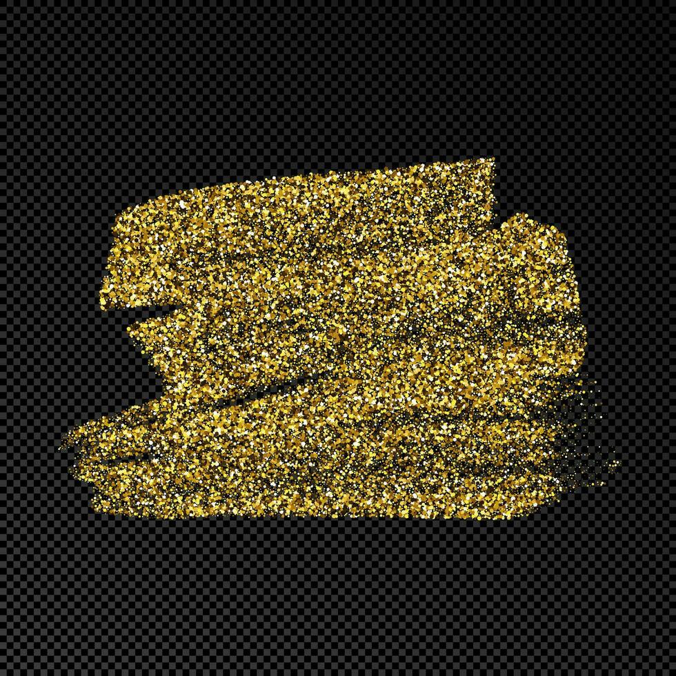 Hand drawn ink spot in gold glitter. Gold ink spot with sparkles isolated on dark background. Vector illustration