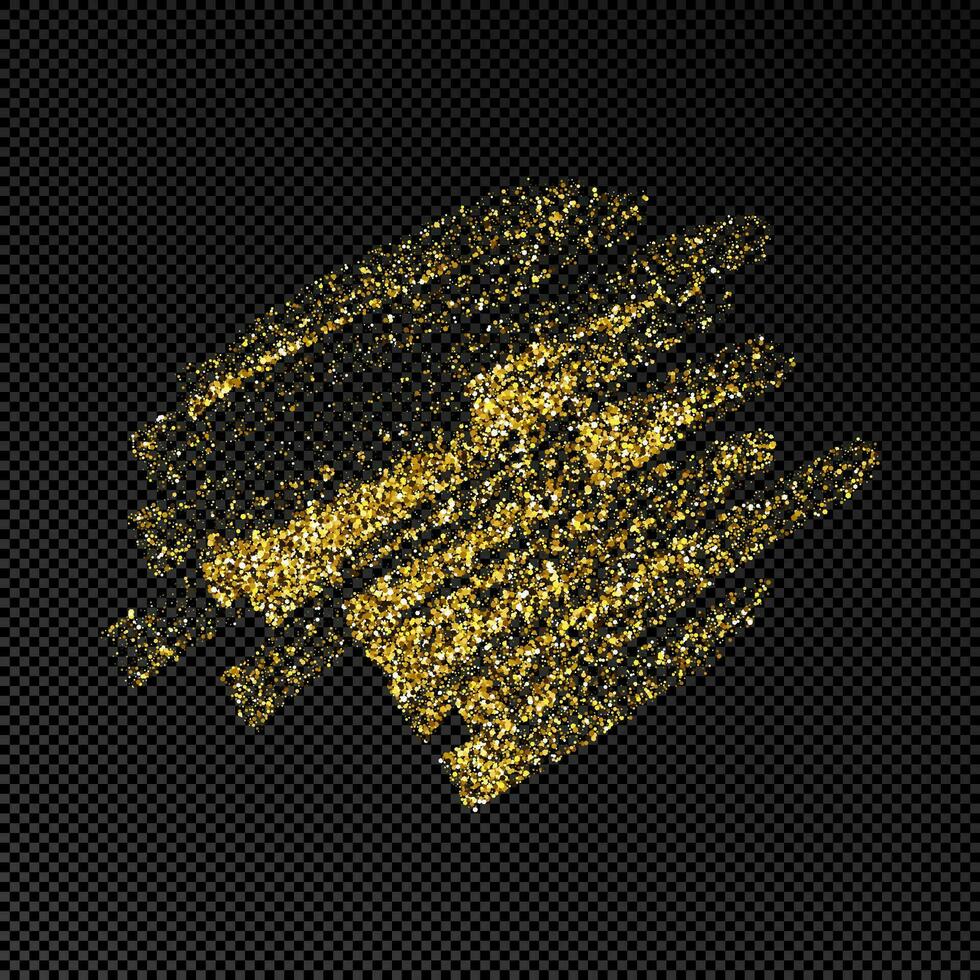 Hand drawn ink spot in gold glitter. Gold ink spot with sparkles isolated on dark background. Vector illustration