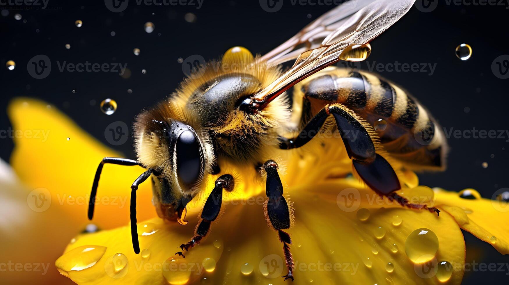 Bee or honeybee, honey comb, background, photo