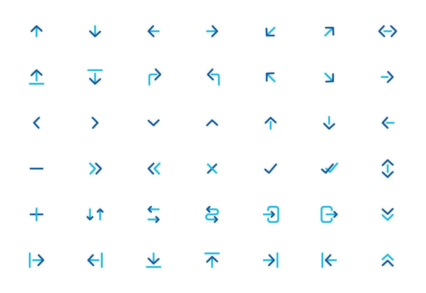 Arrow vector icon set in thin line style.