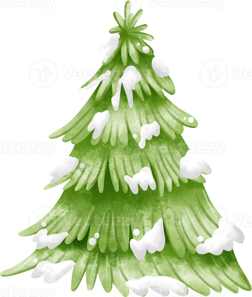 Green White Snow Christmas Tree Cone Decoration png