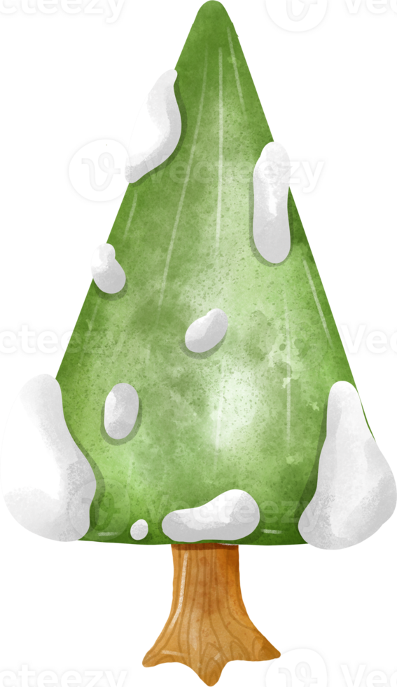 Green White Snow Christmas Tree Cone Decoration png