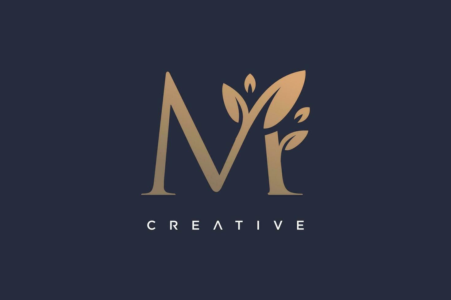 Beauty letter M logo design element vector with creative concept