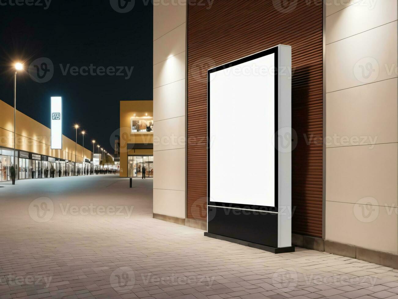 A Large White Billboard Sitting On The Side Of A Building. AI Generated photo