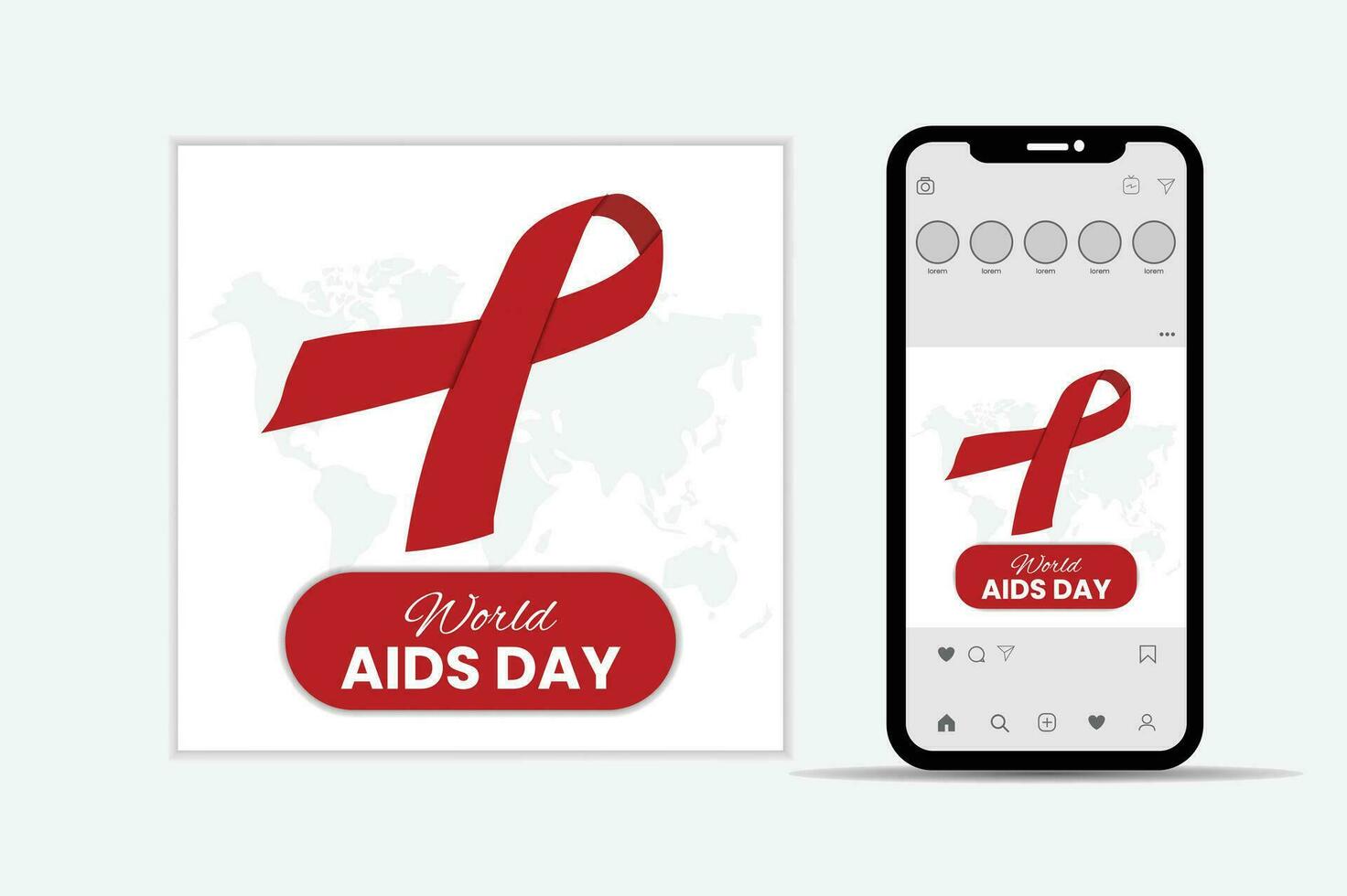 World aids day social media post design vector