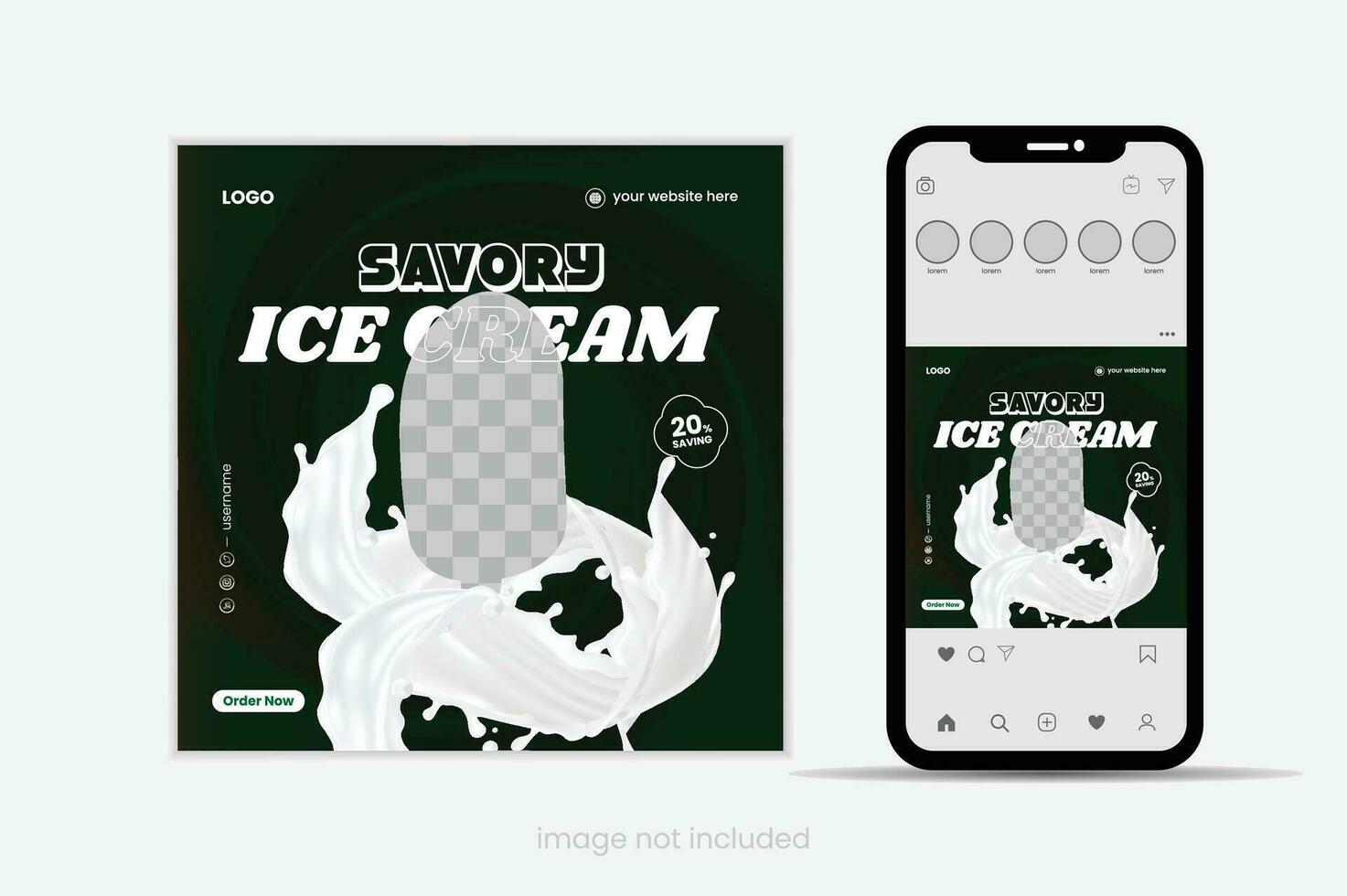 delicioso hielo crema social medios de comunicación enviar bandera diseño vector modelo