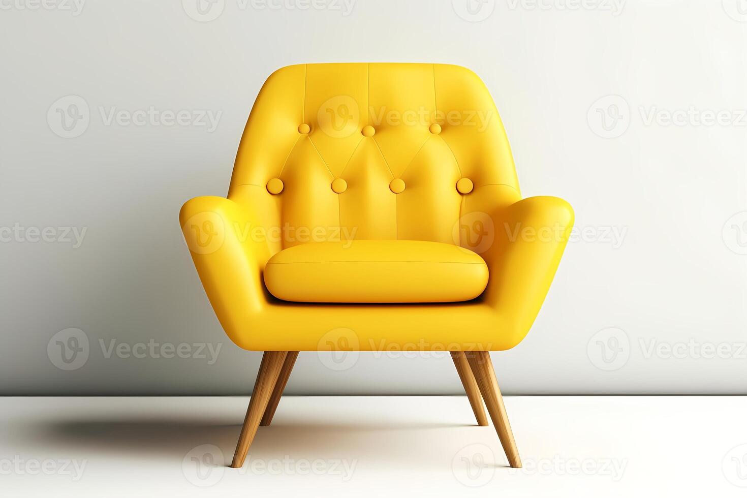 3d yellow modern armchair on simple background. photo