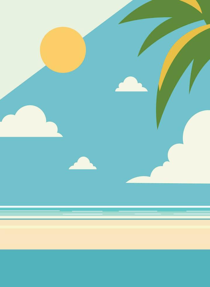 summer tropical beach poster banner flyer flat vector illiustration