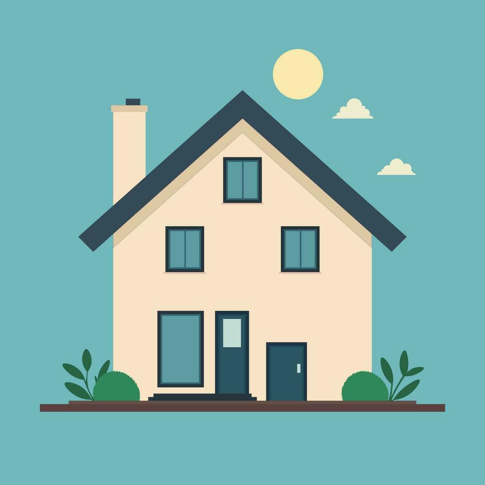 modern beautiful house flat vector illustration