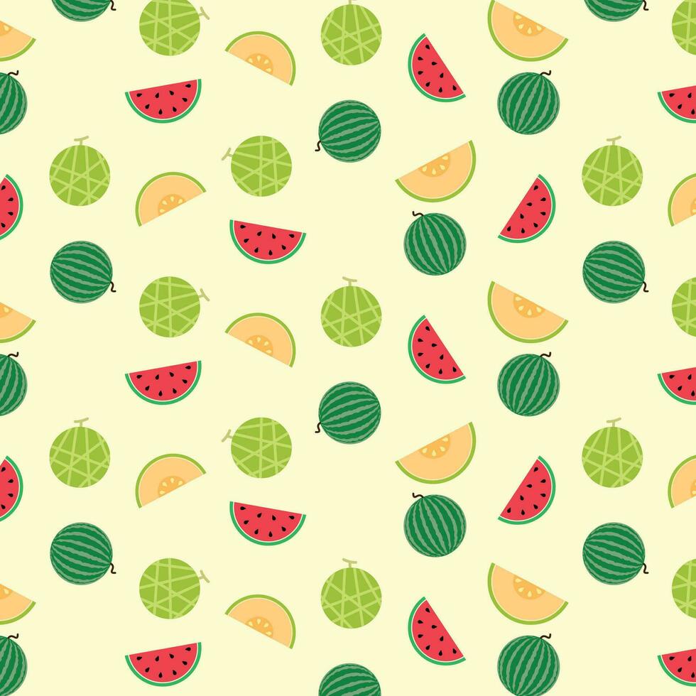 watermelon lemon fruit seamless pattern background vector illustration