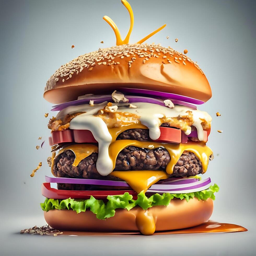 comida y hamburguesa foto antecedentes y fondo de pantalla imagen generador ai