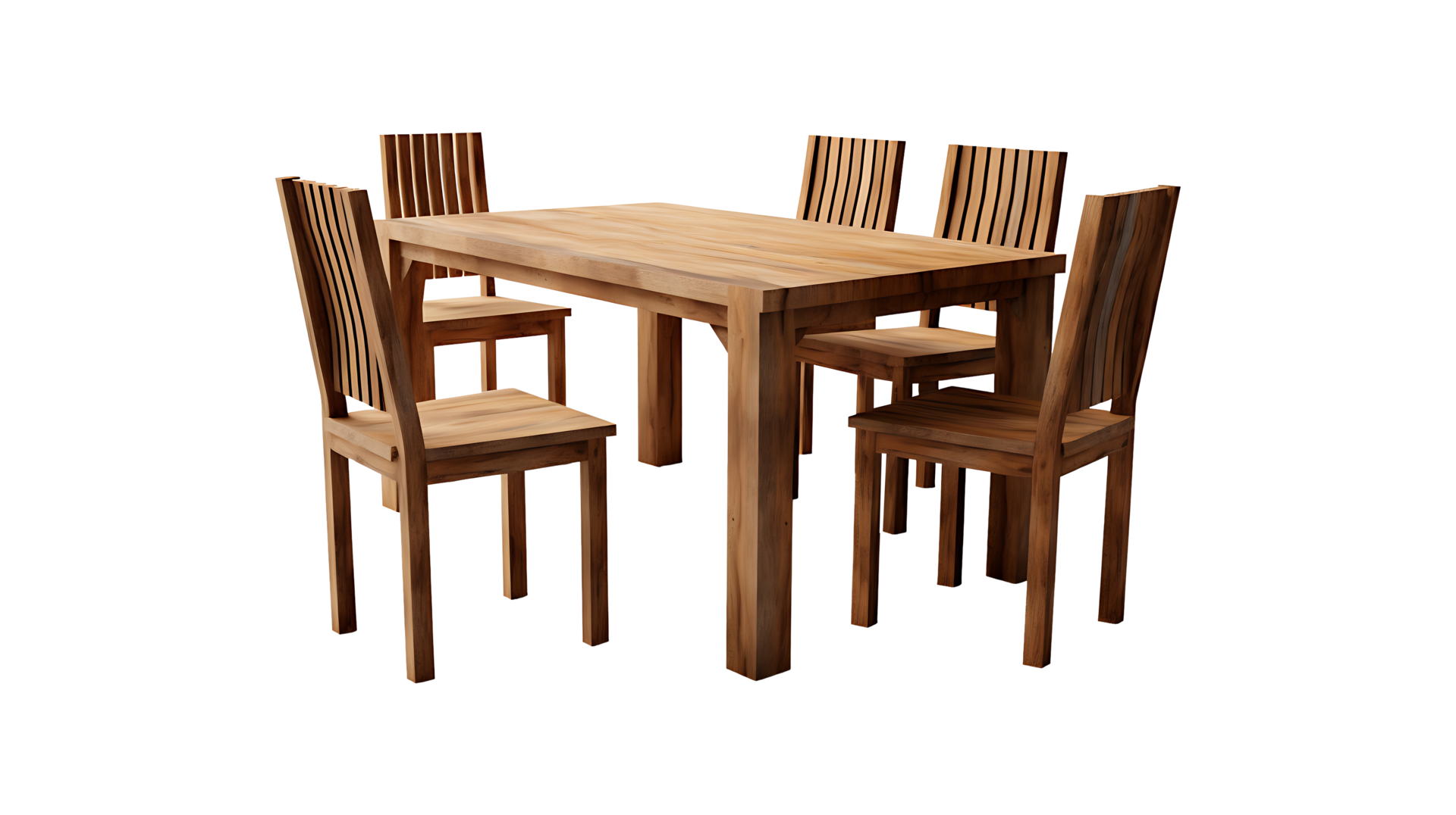 Wood table and chair set on transparent background. wooden table with