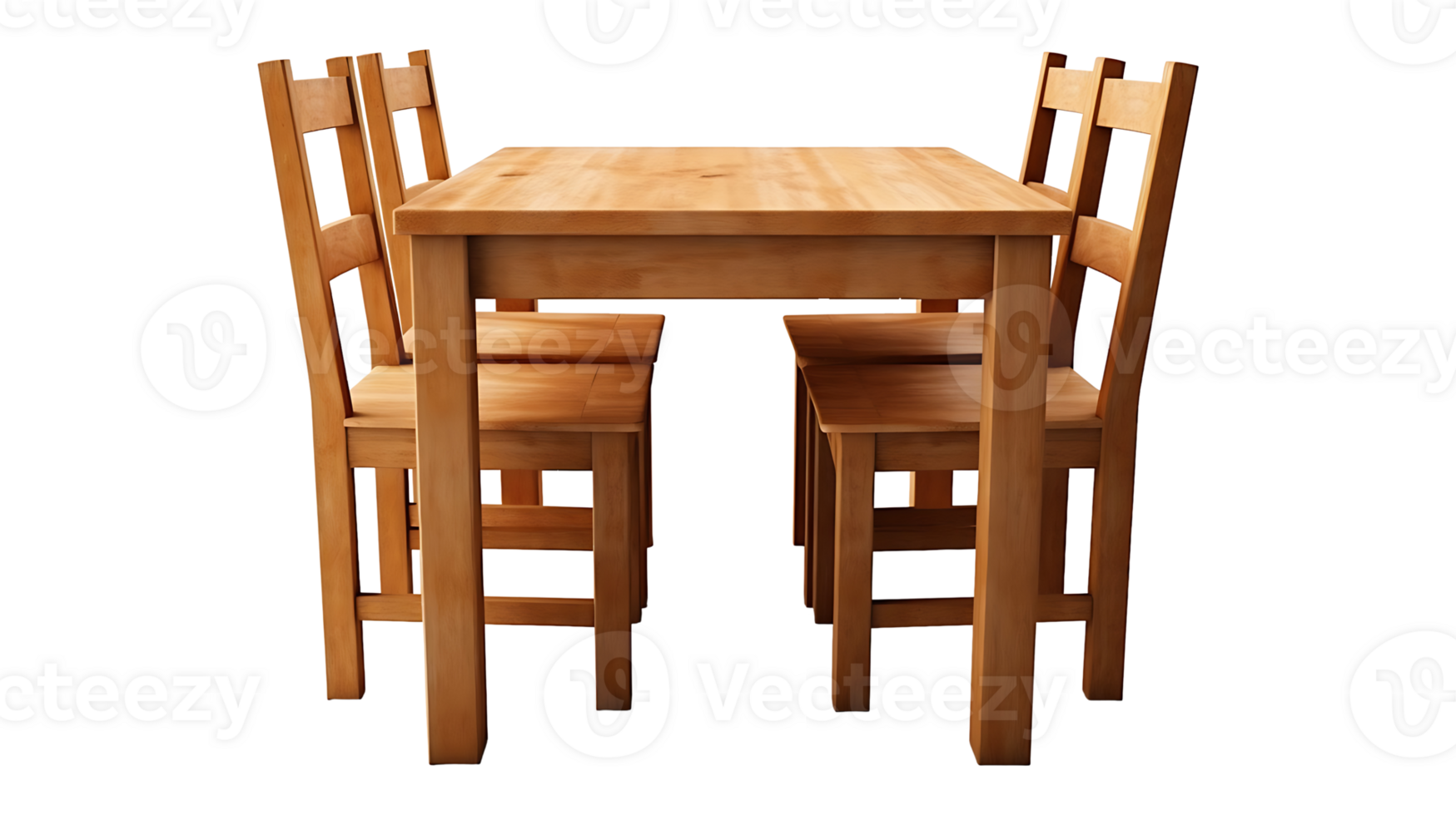 Wood table and chair set on transparent background. wooden table with
