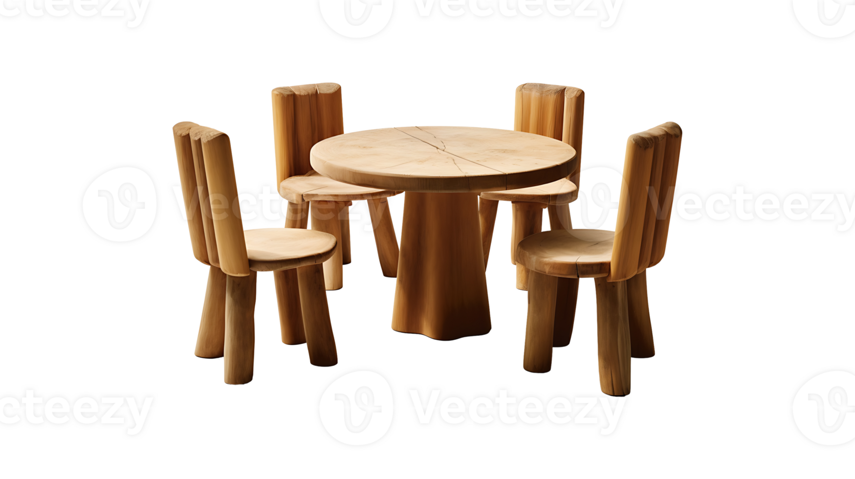 Wood table and chair set on transparent background. wooden table with chair png ai generated