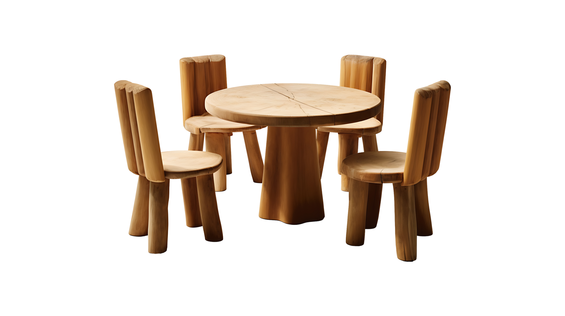 Wood table and chair set on transparent background. wooden table with