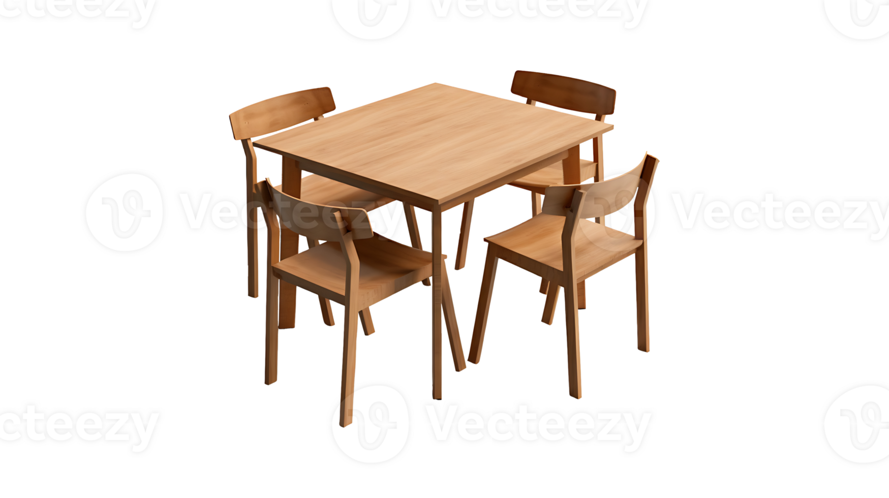 Wood table and chair set on transparent background. wooden table with