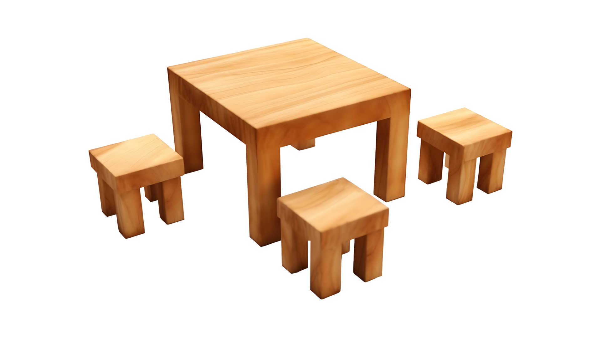 Wood table and chair set on transparent background. wooden table with