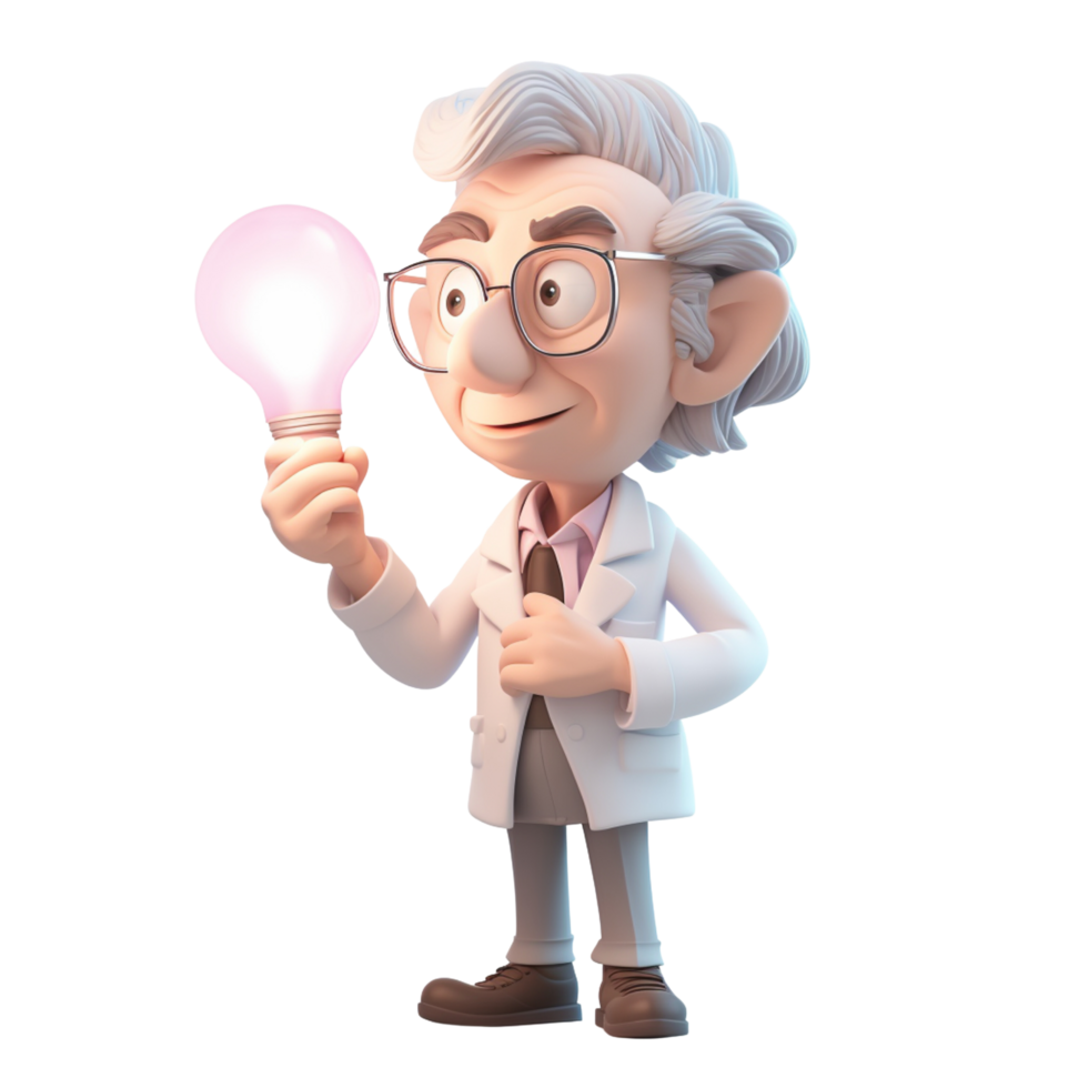 AI generative 3D cartoon character scientist png