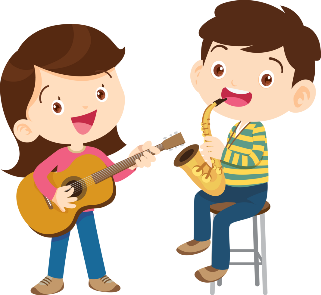 Children sing and Playing Musical instruments music kids png
