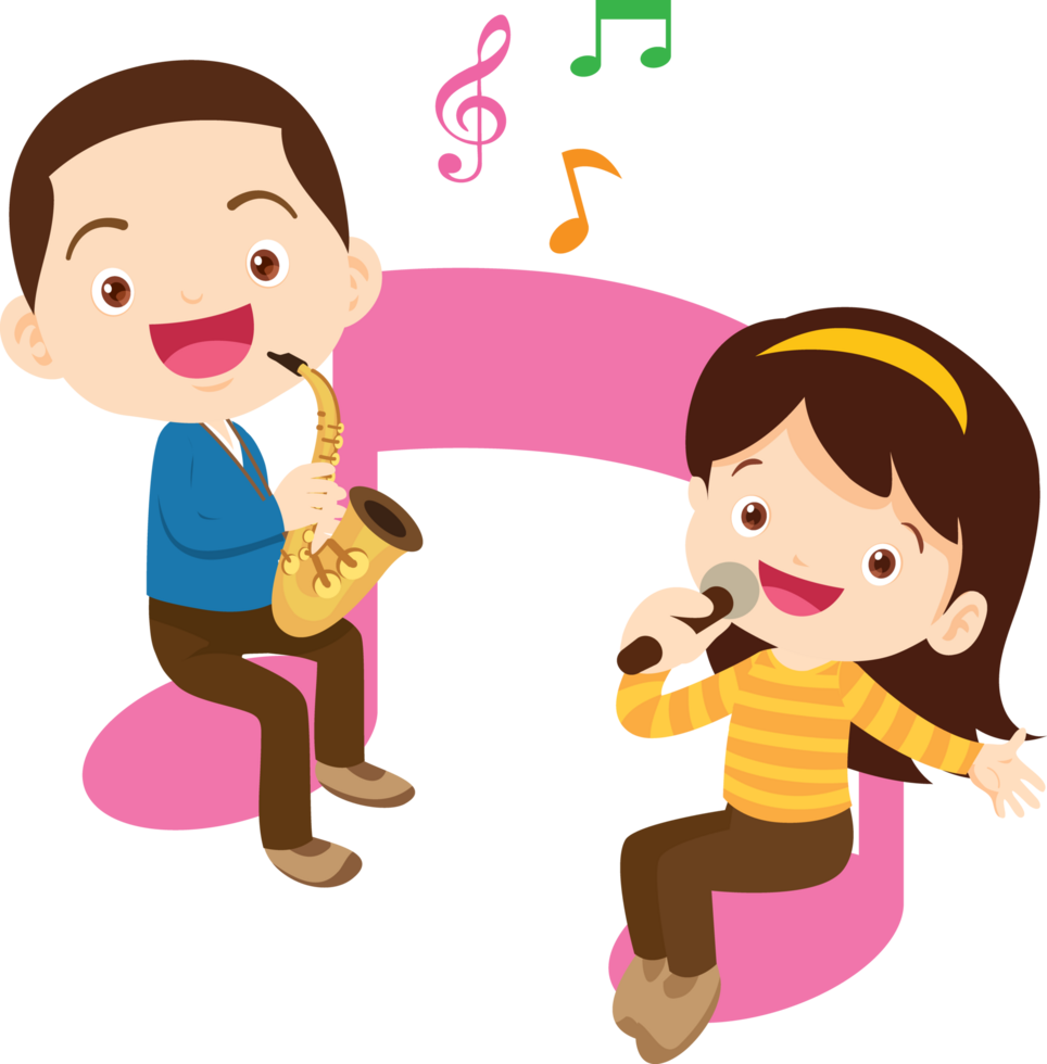 Children sing and Playing Musical instruments music kids png