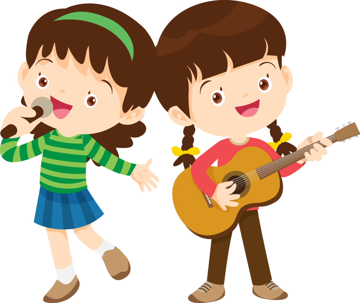 Children sing and Playing Musical instruments music kids png