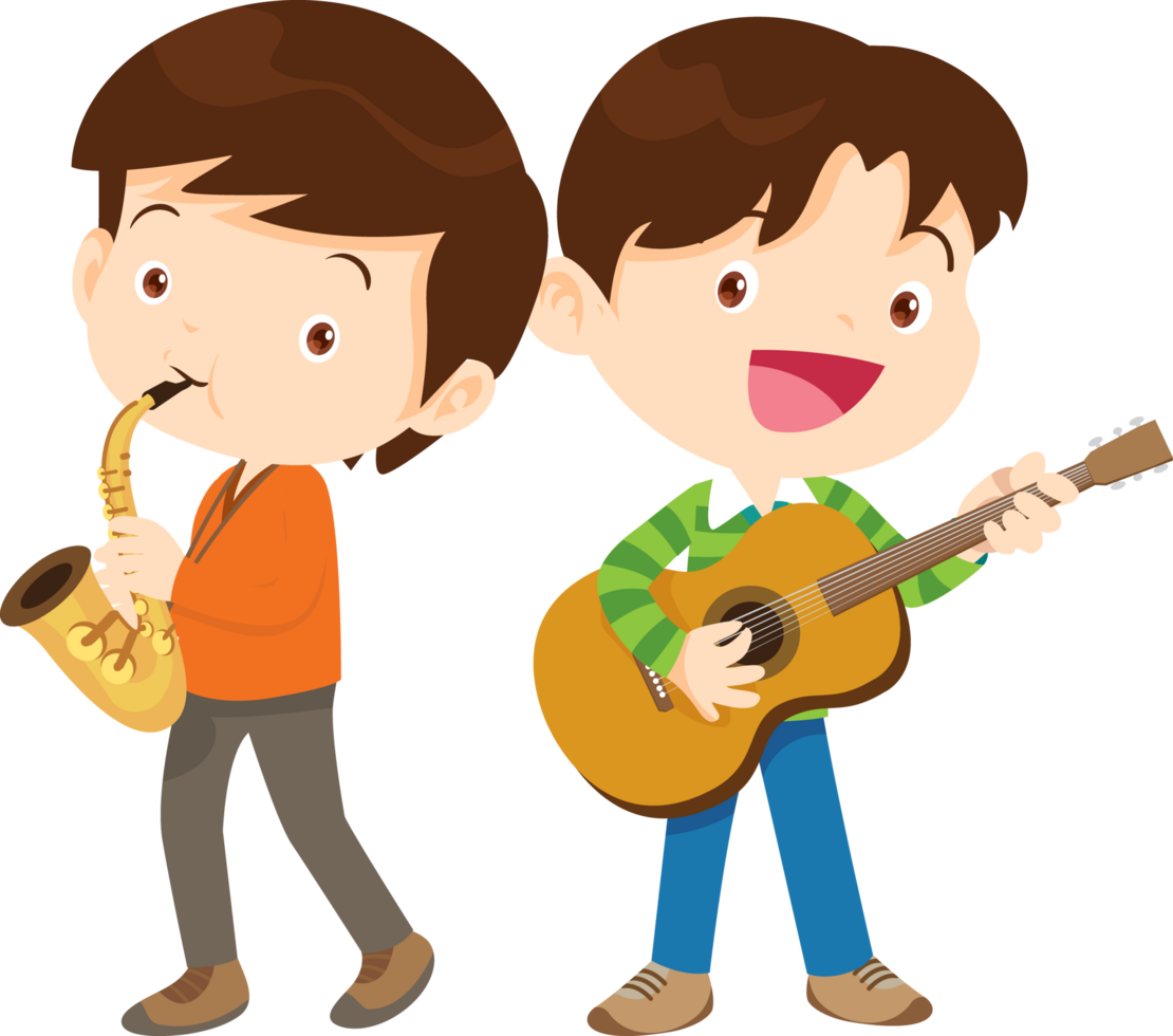 Children sing and Playing Musical instruments music kids png