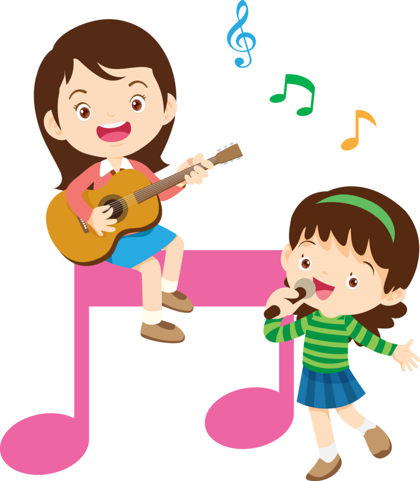 Children sing and Playing Musical instruments music kids png