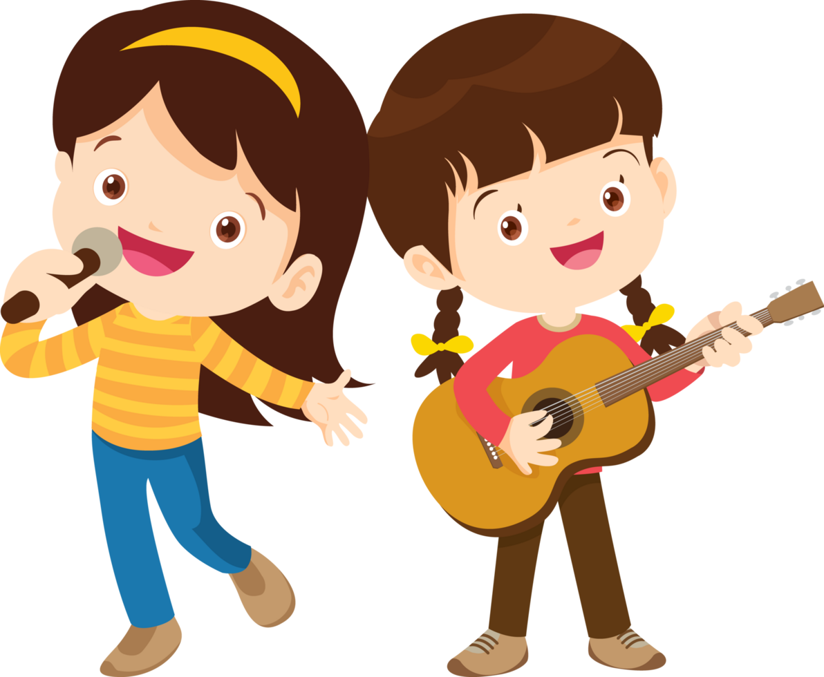Children sing and Playing Musical instruments music kids png