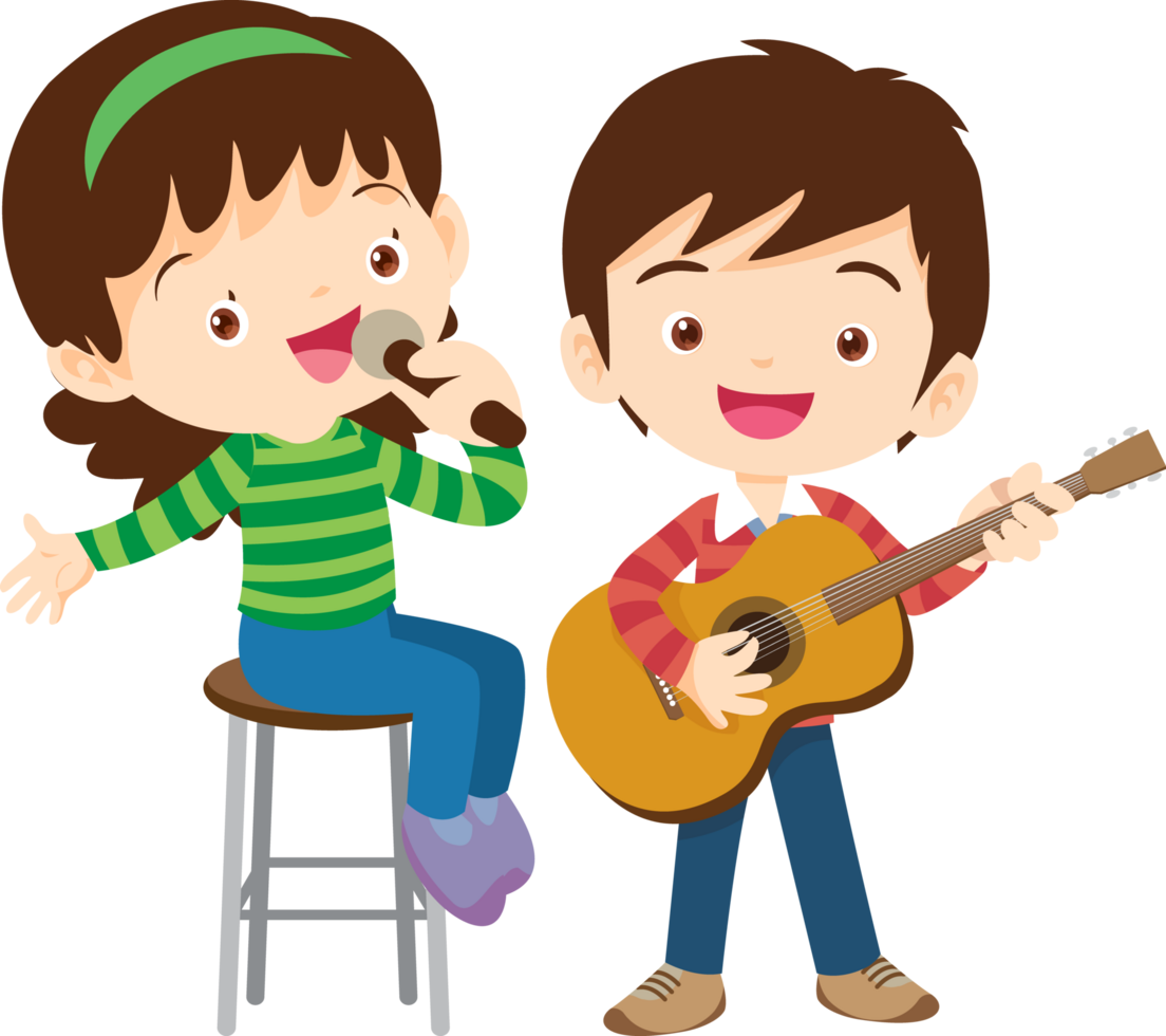 Children sing and Playing Musical instruments music kids png