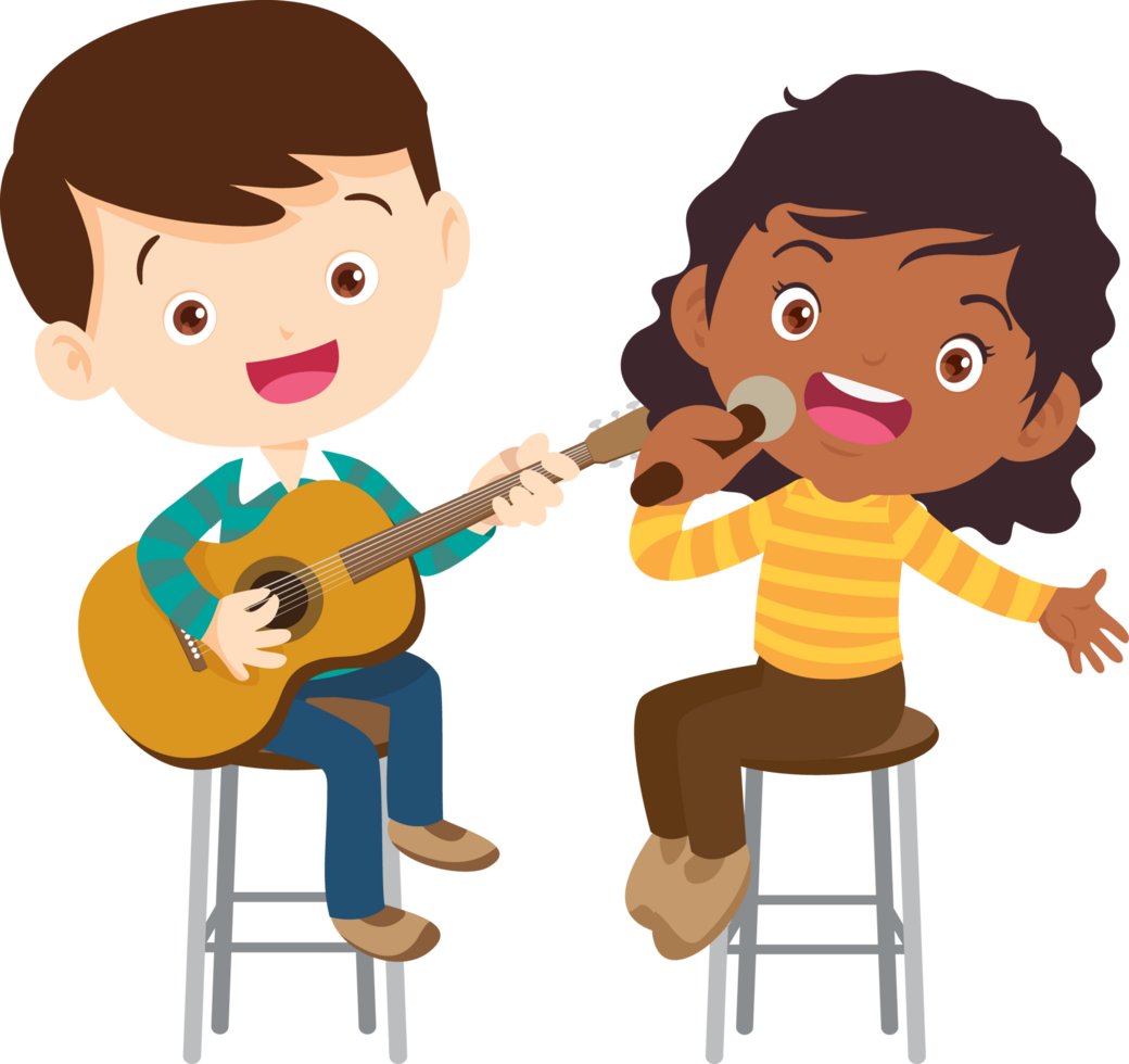 Children sing and Playing Musical instruments music kids png