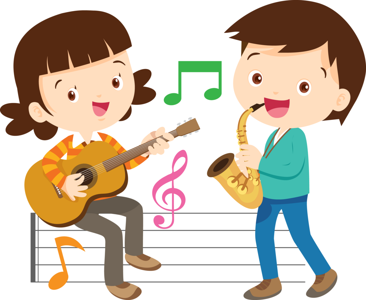 Children sing and Playing Musical instruments music kids png