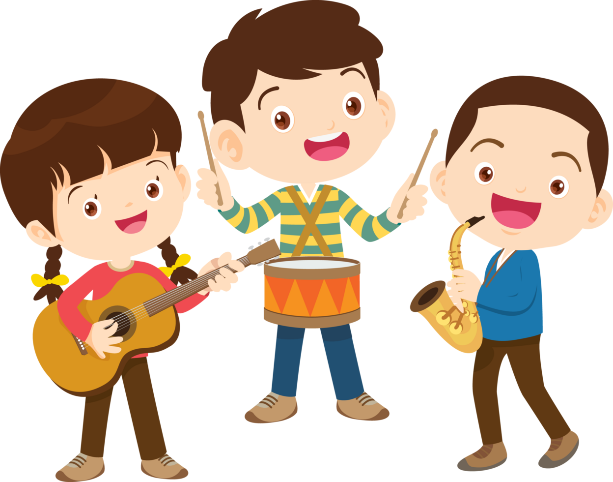Children sing and Playing Musical instruments music kids png