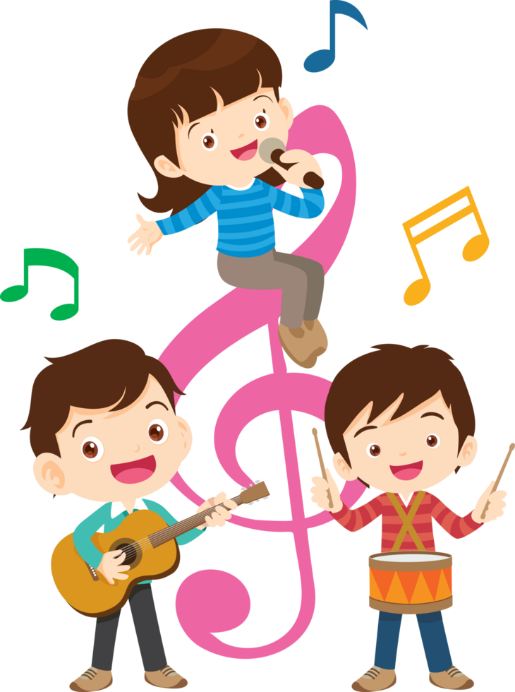 Children sing and Playing Musical instruments music kids png